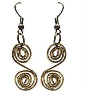 Handcrafted Elegant Spiral Wire Drop Earrings Gold Tone Statement Jewelry Women
